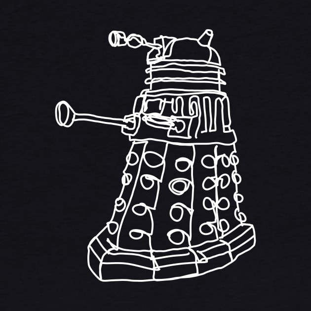 Bad Line Art Dalek in White by CatsandBats